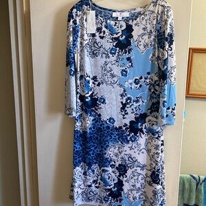 Floral Blue and White Dress